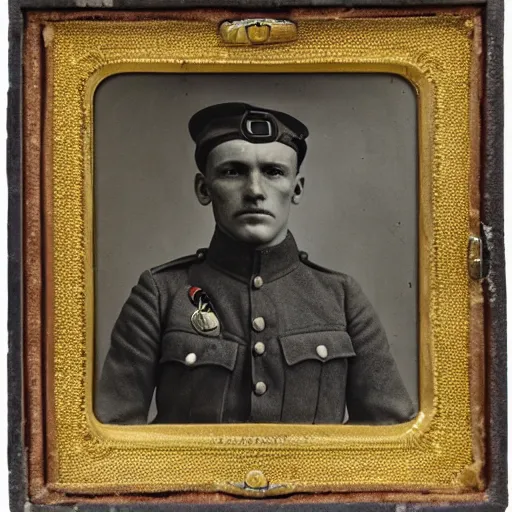 Image similar to Portrait of World War 1 soldier with PTSD, photograph