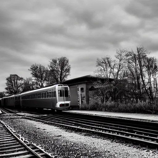 Image similar to train with 4 cars, full frame, eerie