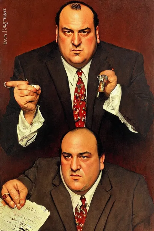 Image similar to tony soprano from the sopranos painted by norman rockwell