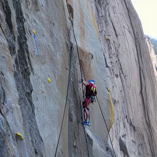 Prompt: el capitan yosemite rock climbing 4 k