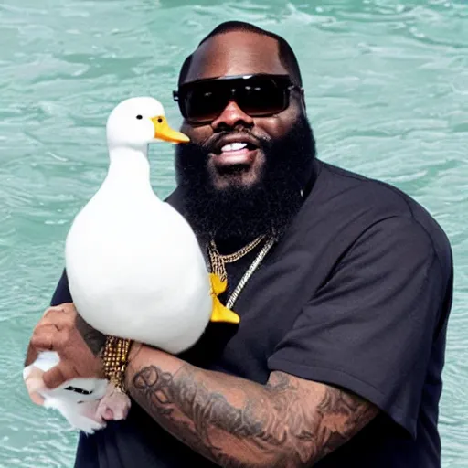 Prompt: rick ross, holding a white duck