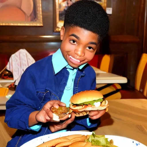 Image similar to Prince eating an burger