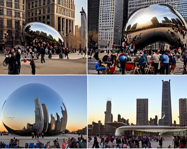 Prompt: the bean in chicago but it's a portal to gary indiana