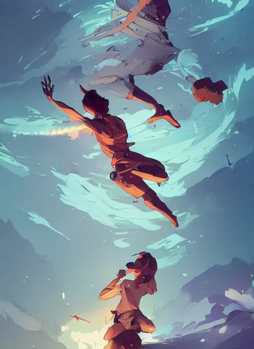 Image similar to overwhelmed with floating thoughts behance hd artstation by jesper ejsing, by rhads, makoto shinkai and lois van baarle, ilya kuvshinov, ossdraws, that looks like it is from borderlands and by feng zhu and loish and laurie greasley, victo ngai, andreas rocha