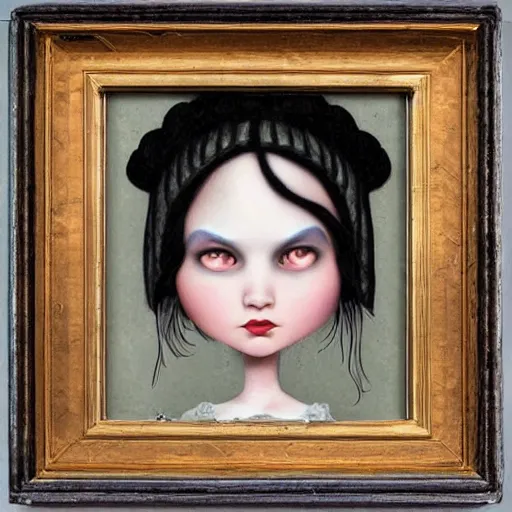 Image similar to the blacksmits’ daughter, working in the forge, lowbrow in the style of Mark Ryden,