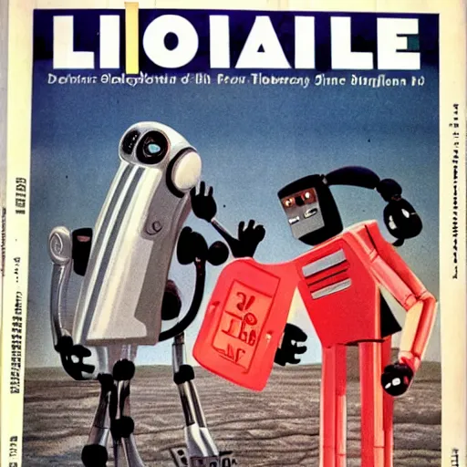 Image similar to A LIFE Magazine Cover, Robots are Alive, photograph