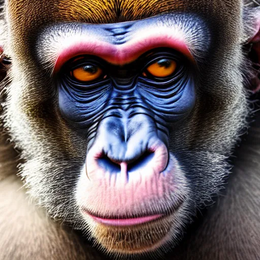 Image similar to contemporary art portrait of an ape monkey, futuristic style, 8 k hdr high resolution, award winning