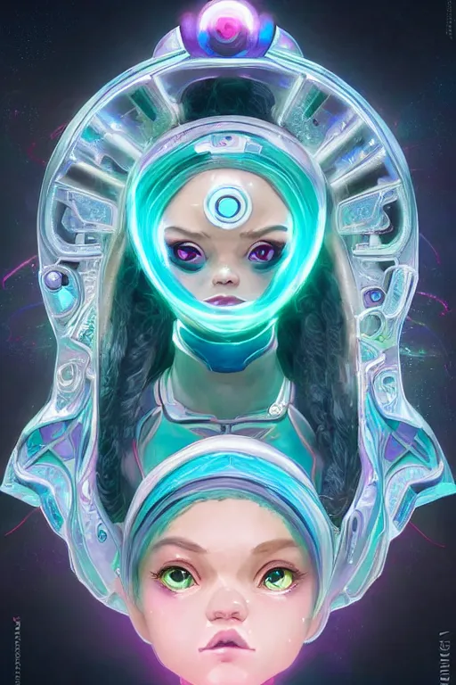 Image similar to symmetry!! portrait of bubbles power puff girl! alien in the style of horizon zero dawn, machine face, intricate, elegant, highly detailed, digital painting, artstation, concept art, smooth, sharp focus, illustration, art by artgerm and greg rutkowski and alphonse mucha, 8 k