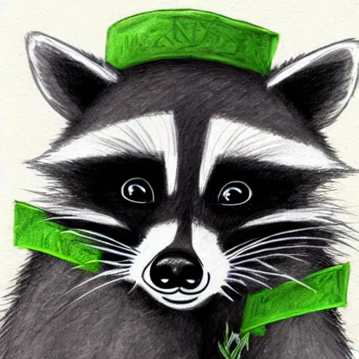 Prompt: a raccoon in a green rouge outfit with a dagger, trending on art station