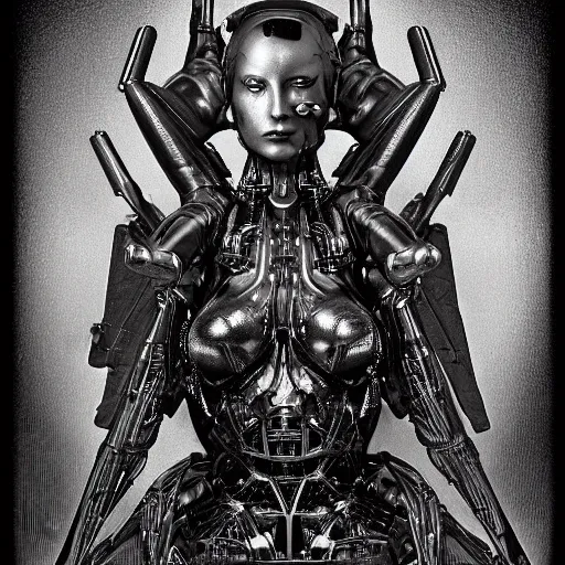 Image similar to 3 d chromium and graphite render of a cyborg machina - nymphette, portrait by tony diterlizzi and h. r giger, ilford hp 5, 5 5 mm, hyper realistic, hyper - mechanistic by artgerm, gustav dore, steve belledin, gothcore, disturbia, joseph christian leyendecker