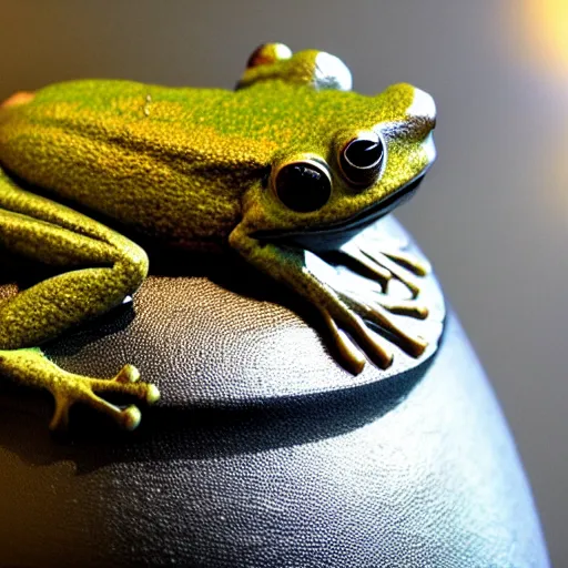 Image similar to a small frog standing on two feet at the hotel reception entry, black velvet, edgar leeteg