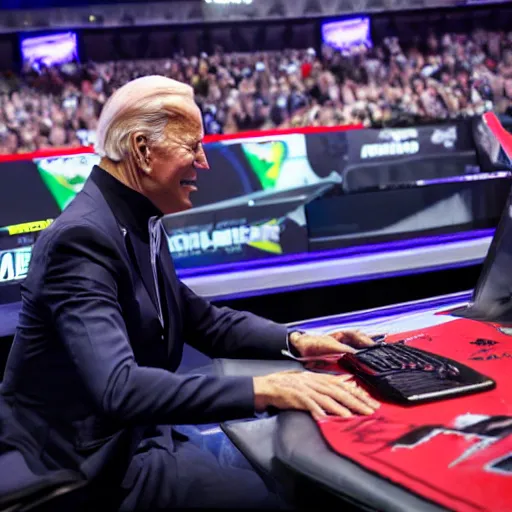 Image similar to Joe Biden playing for Faze Clan at a CSGO Major, HD photograph