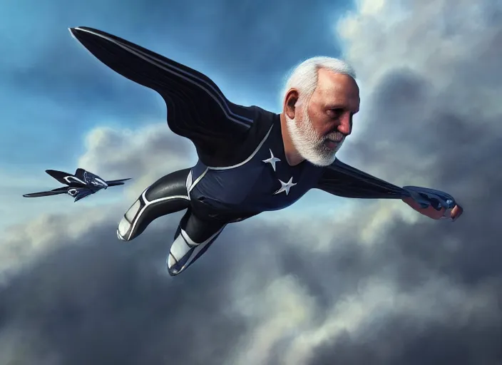 Image similar to portrait of greg popovich flying over san antonio, fantasy, super hero art, oil on canvas, octane render, trending on artstation