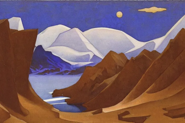 Image similar to artwork by nicholas roerich