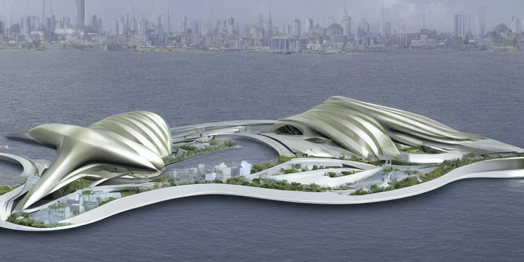 Image similar to mosque floating spaceship by zaha hadid, golds fantasy world