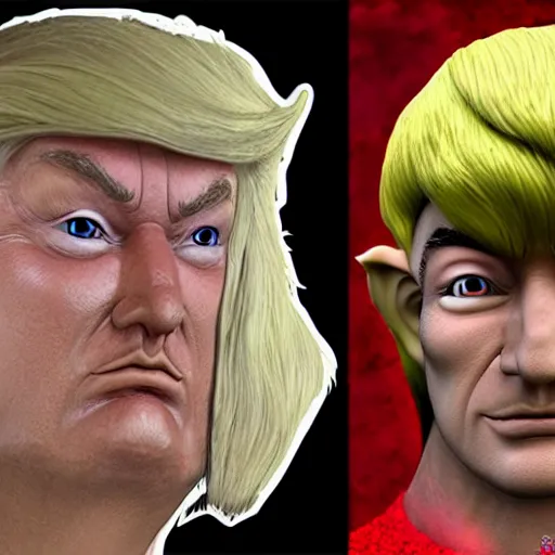 Image similar to a fantasy middle earth elf that looks like donald trump, realistic