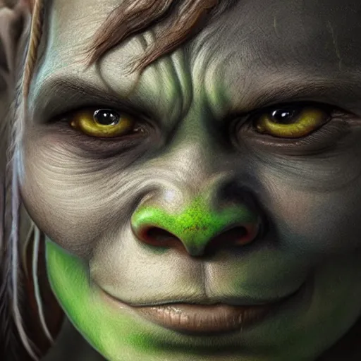 Image similar to a detailed portrait of a child orc boy, fantasy art illustration, incredibly highly detailed and realistic, 8 k, sharp focus