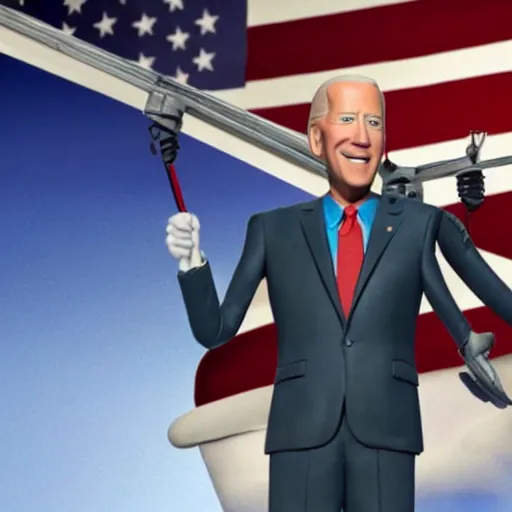 Prompt: joe biden in robot chicken, adult swim, tv show,