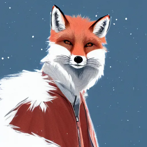 Image similar to fox wearing a parka, furry art artstation