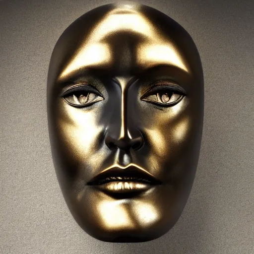 Image similar to perfect statue of beautiful evil face made from black marble with gold, by johannes voss