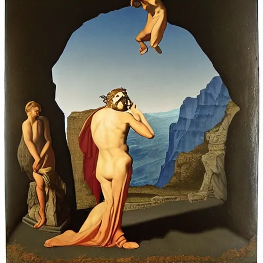 Image similar to Plato's allegory of the cave, surrealist painting