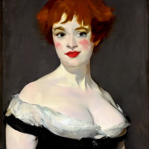 Prompt: christina hendricks by edouard manet,