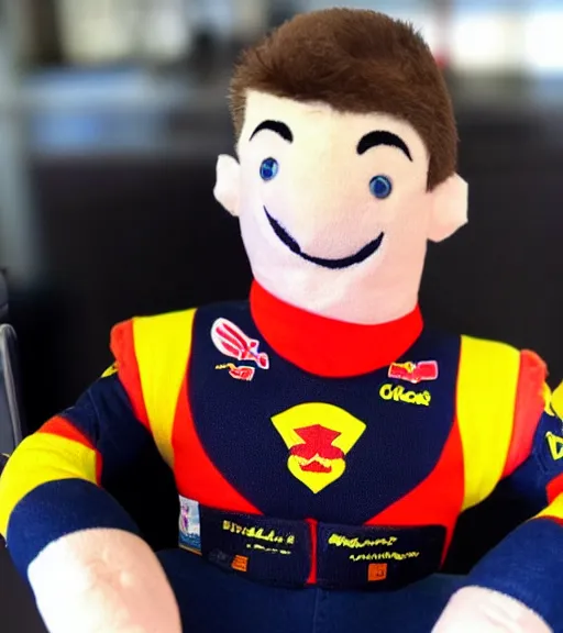 Image similar to fabric stuffed toy of smiling max verstappen