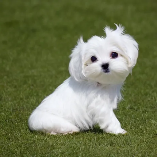 Image similar to maltese puppy dog, side view