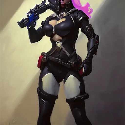 Image similar to greg manchess portrait painting of partially armored lady death as overwatch character, medium shot, asymmetrical, profile picture, organic painting, sunny day, matte painting, bold shapes, hard edges, street art, trending on artstation, by huang guangjian and gil elvgren and sachin teng