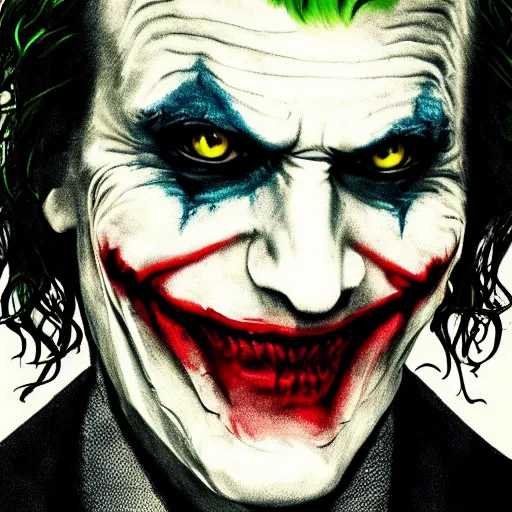 Prompt: the joker cinematic still aesthetic creepy vibes Joker