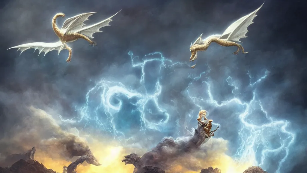 Prompt: falcor the long - bodied luck dragon flying through the nothing. the neverending story movie. rutkowski. melancholy undertones. deviantart. artstation. 3 8 4 0. 2 1 6 0.