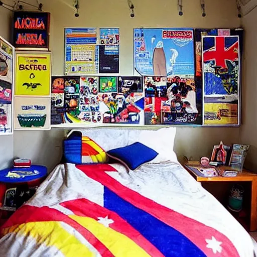 Image similar to a photo of the typical australian, 1 0 year old boy's bedroom in the year 1 9 9 4