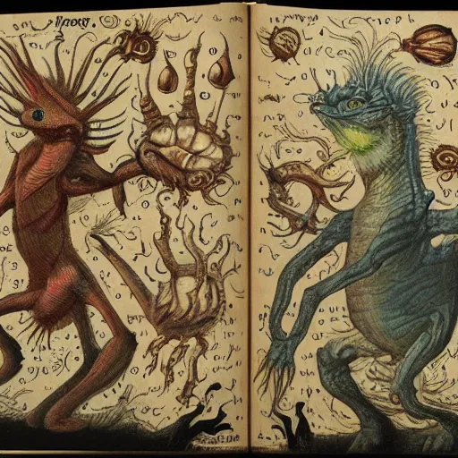 Image similar to bizarre bestiary of repressed unconscious emotional monsters and creatures