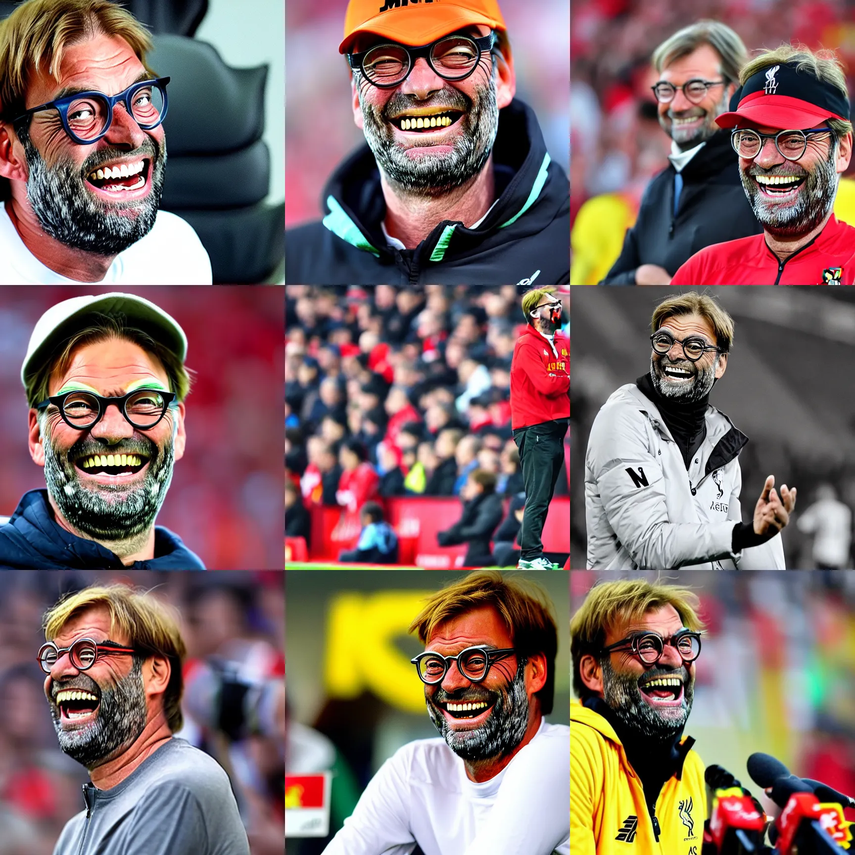 Prompt: Jurgen Klopp laughing, detailed, Hayao Miyazaki