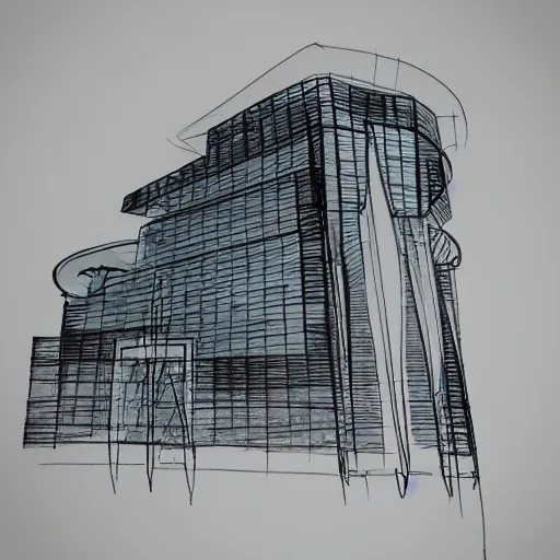 Image similar to a rough sketch of a futuristic building