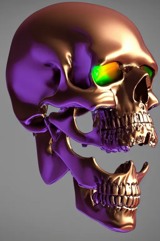 Image similar to high tech metallic human skull, colorful, futuristic, sculpt trending on artstation cgsociety, cad model, fusion360 highly detailed studio lighting 4k, octane render