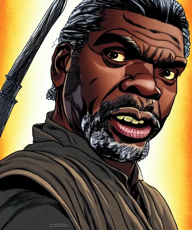 Image similar to a ( fantasy comic ) ( cover art ) portrait of ( keith david ) in ( game of thrones ), digital illustration by tomoyuki yamasaki and sana takeda and kentaro miura, fine inking lines, vivid colors, dnd, photorealistic, hd, 4 k, trending on artstation