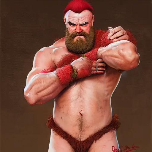Image similar to david koechner as zangief from street fighter, spinning, ultra realistic, concept art, intricate details, eerie, highly detailed, photorealistic, octane render, 8 k, unreal engine. art by artgerm and greg rutkowski and magali villeneuve and alphonse mucha
