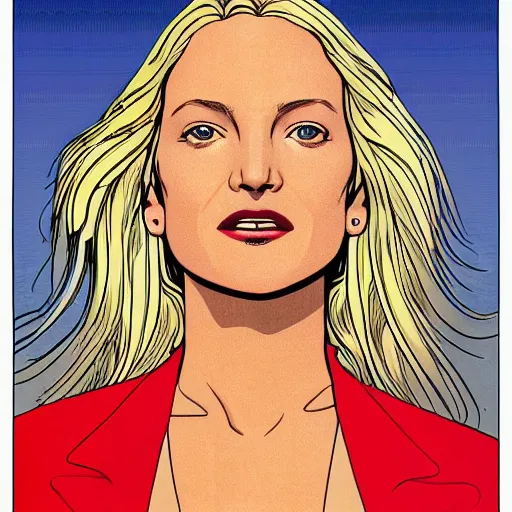 Image similar to kate hudson retro minimalist portrait by jean giraud, moebius starwatcher comic, 8 k