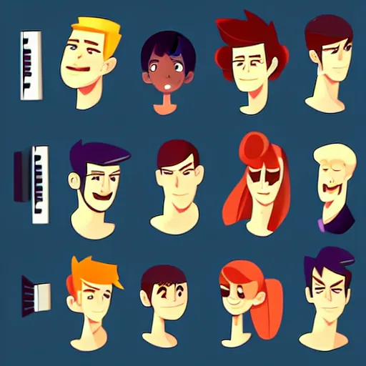 Image similar to 2 d character design, music group, vector art, digital art, portrait, 4 k, 8 k, sharp focus, smooth, illustration, concept art, pop band