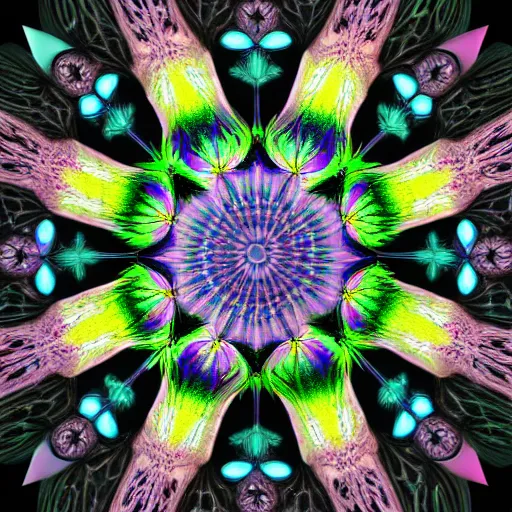 Image similar to radiolaria starburst mandelbulb fractal by Ernst Haeckel colorful geometric sharp vivid studio render