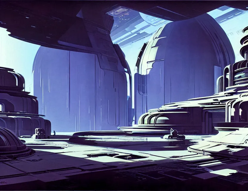 Image similar to concept art of an abandoned base on europa, by syd mead, cyberpunk, ancient, intricate details, cinematic, epic