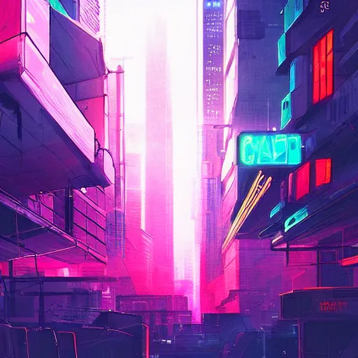 Prompt: digital painting of a city at night, cyberpunk art by Makoto Shinkai, pixiv, color field, anime aesthetic, vivid colors, colorful, trendy on behance hd