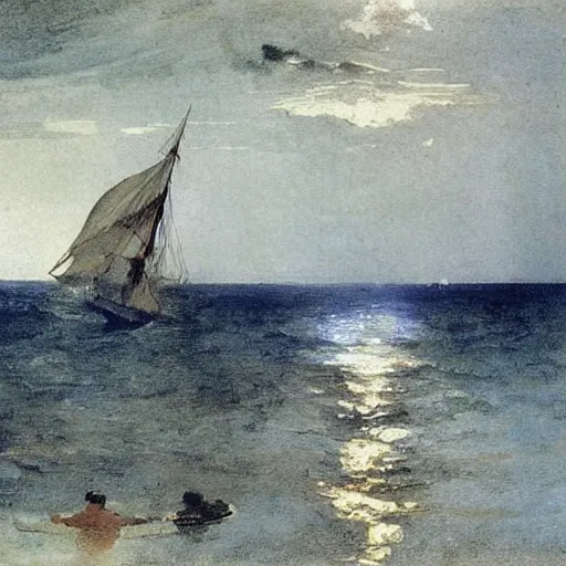 Prompt: Caravel by Winslow Homer, by J.M.W Turner