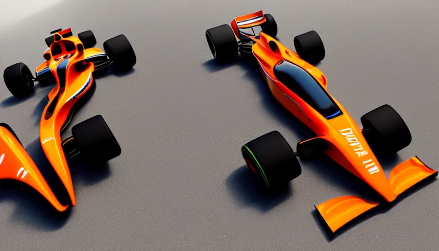 Image similar to futuristic F1 car designed by Apple, studio light, small orange accents, octane render