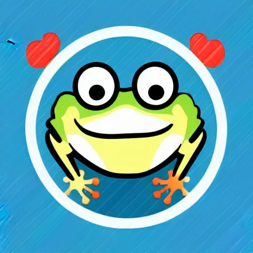 Prompt: a cute frog, digital art, iconic icon, 2 d vector logo, cartoon, t - shirt design