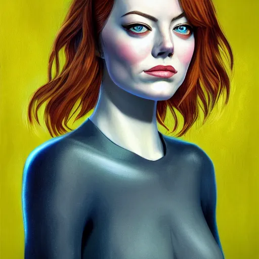 Prompt: portrait of Emma Stone by Jim Burns