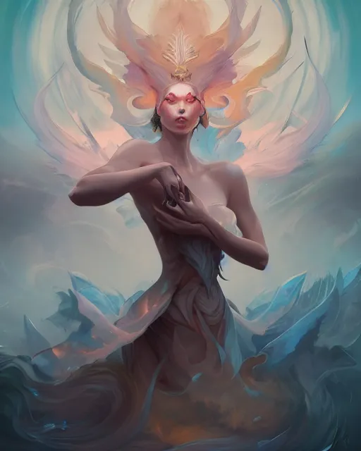 Image similar to portrait of a beautiful supernatural emanation, by pete mohrbacher and artgerm and wlop, digital art, highly detailed, intricate, fantasy, mystical, sharp focus, Trending on Artstation HQ, deviantart, unreal engine 5, 4K UHD image