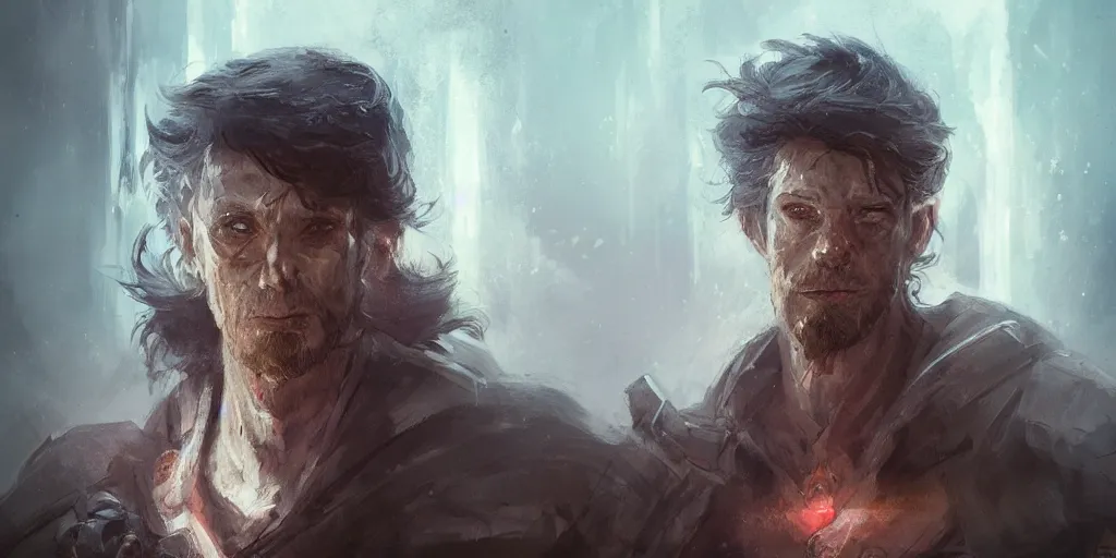 Image similar to character concept portrait of ed haris, his last moment, mystical, a sole survivor looks into the camera, mystical, concept art, art station, style of Gilles Beloeil