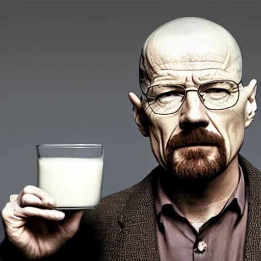 Image similar to walter white drinking milk